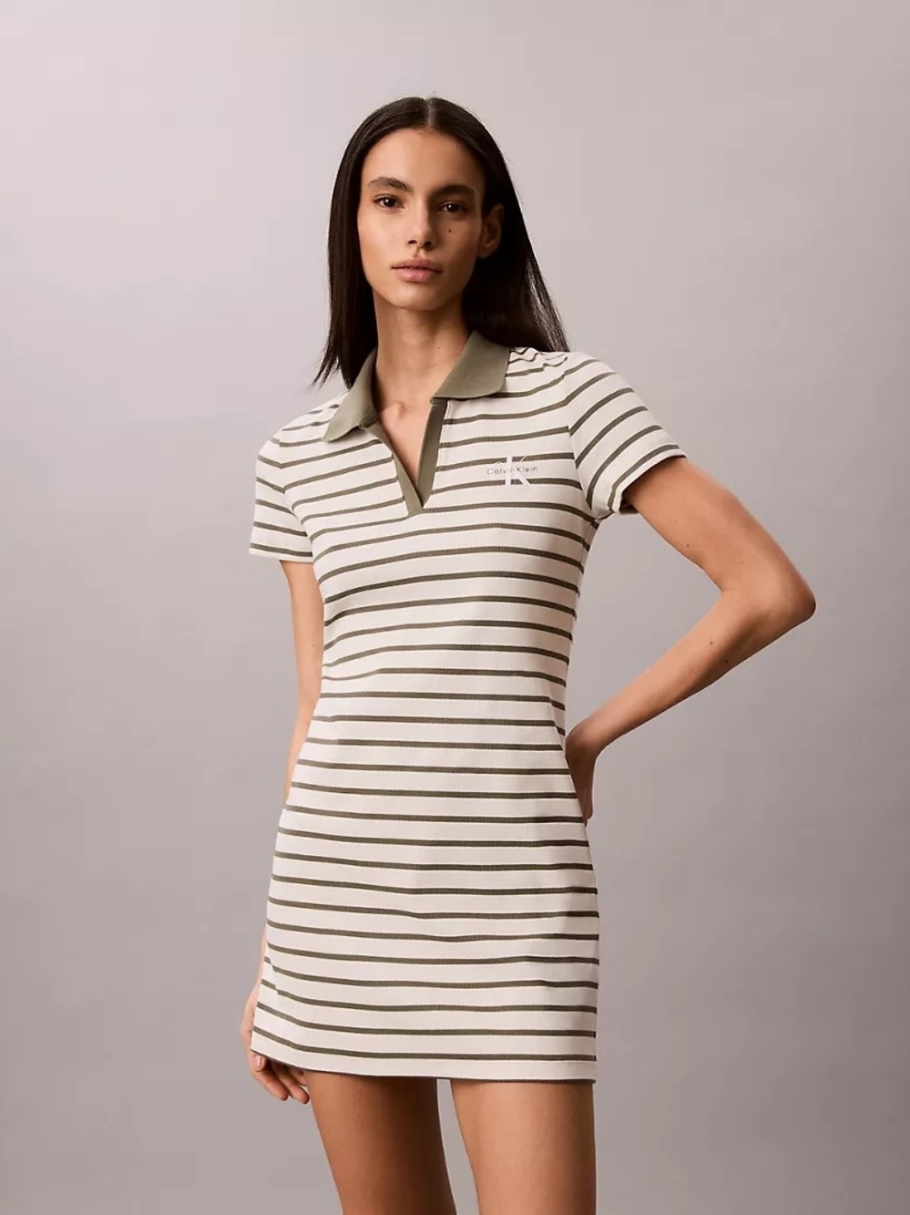 Calvin Klein Monologo Rib Stripe Mini Dress